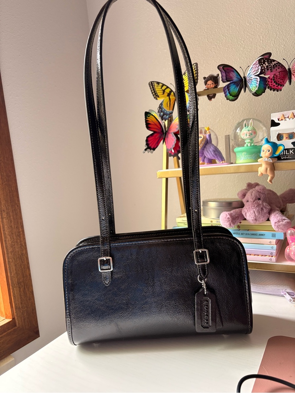 Coach Black Leather swing bag
